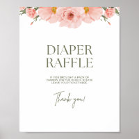 Peach Floral Baby Dusche Windeln Raffle Poster