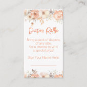 Peach Floral Baby Dusche Windelwanne Begleitkarte (Vorderseite)