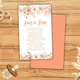 Peach Floral Baby Shooting Books for Baby Begleitkarte