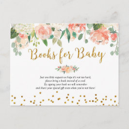 Peach Floral Baby Shooting Books for Baby Einladungspostkarte