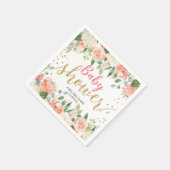 Peach Floral Baby Shooting Paper Party Napkin Serviette (Ecke)