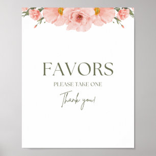 Peach Floral Baby Shower Favoriten Poster