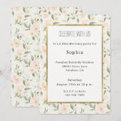 Peach Floral Birthday Einladung (Vorne/Hinten)