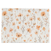 Peach Floral Birthday Große Geschenktüte (Rückseite)