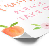 Peach Floral Birthday Party Gefallen-Unterzeichnun Poster (Ecke)