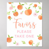Peach Floral Birthday Party Gefallen-Unterzeichnun Poster (Vorne)