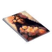 Peach Floral Black Woman Angelic Bloomcore Notizblock (Rechte Seite)