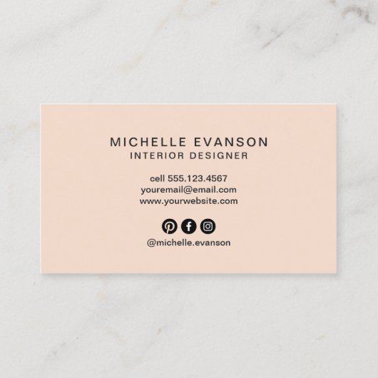 Peach Floral Blume Elegante Visitenkarte (Rückseite)