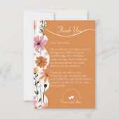 Peach Floral Boarder and Burnt Orange Wedding Dankeskarte (Vorderseite)