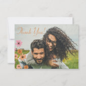 Peach Floral Boarder and Burnt Orange Wedding Dankeskarte (Rückseite)