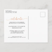 Peach Floral Boho Arch Foto Graduation Party Ankündigungspostkarte (Rückseite)