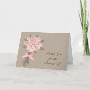 Peach Floral Bouquet Brautparty Vielen Dank Dankeskarte