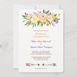 Peach Floral Bouquet Hochzeitseinladung Einladung