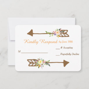 Peach Floral Bouquet Wedding RSVP