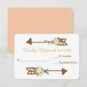Peach Floral Bouquet Wedding RSVP Karte (Vorne/Hinten)