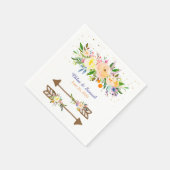 Peach Floral Bouquet Wedding Serviette (Ecke)