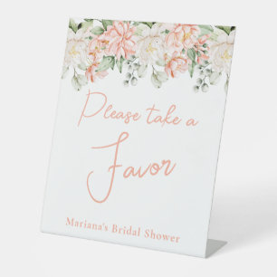 Peach Floral Brautparty Bevorzugung Sockelschild