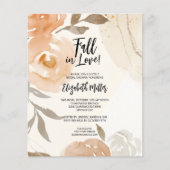 Peach floral Brautparty Haushaltseinladungen (Vorderseite)