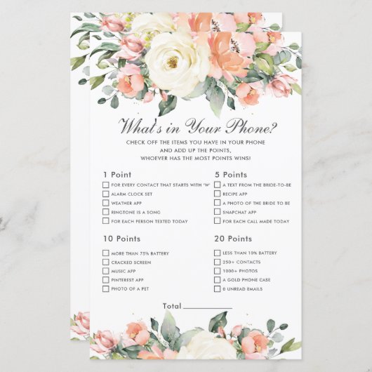 Peach Floral Brautparty Was ist in Ihrem Telefon (Vorne/Hinten)