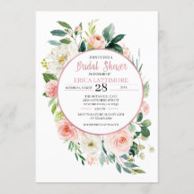 Peach Floral Bridal Dusche Einladung