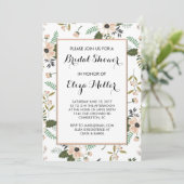 Peach Floral Bridal Polterabend Einladung (Stehend Vorderseite)