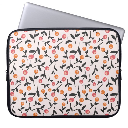 Peach Floral Bud Laptop Sleeve (Vorderseite)
