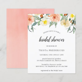 Peach Floral Budget Bridal Dusche Einladung