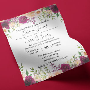 Peach floral Burgundi Wasserfarbe Herbstbudget Flyer