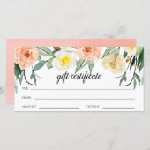 Peach Floral Business Geschenkgutschein (Vorne/Hinten)