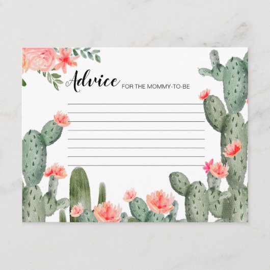 Peach floral Cactus Modern Advice Card Begleitkarte (Vorderseite)