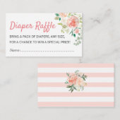 Peach Floral Chic Baby Dusche Windel Raffle Ticket Begleitkarte (Vorne/Hinten)