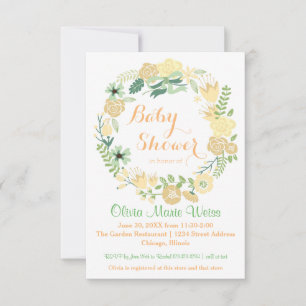 Peach floral Circle Wreath- 3x5 Baby Dusche einlad Einladung