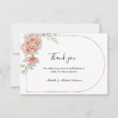 Peach Floral Classic Formal Wedding Vielen Dank Mitteilungskarte (Vorderseite)