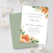Peach Floral Corner Greenery Elegant Script Einladung