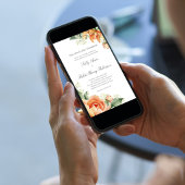 Peach Floral Corner Greenery Elegant Script Einladung