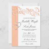 Peach floral Design Wedding Einladung (Vorderseite)