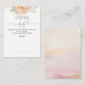 Peach floral Diaper Raffle Ticket Begleitkarte (Vorne/Hinten)