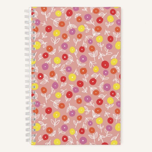 Peach floral ditsch boho notizblock (Vorderseite)