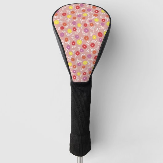 Peach Floral Ditsy Golf Head Cover Golf Headcover (Vorderseite)