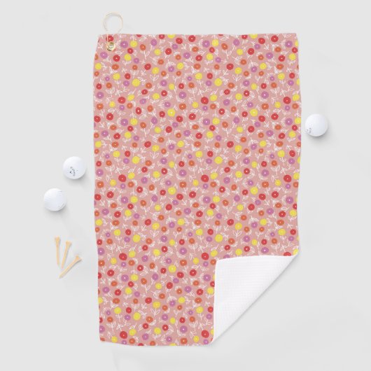 Peach Floral Ditsy Golfhandtuch (Insitu)