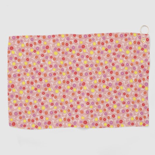 Peach Floral Ditsy Golfhandtuch (Horizontal)