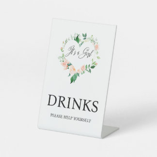 Peach Floral Drinks Kinderdusche Sockelschild