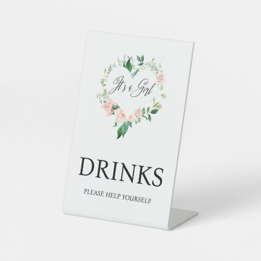 Peach Floral Drinks Kinderdusche Sockelschild (Vorderseite)