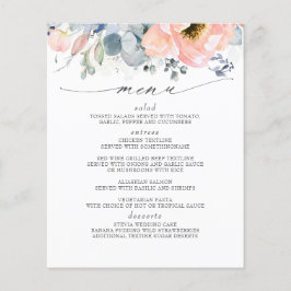 Peach Floral Dusty Blue Wedding Menü