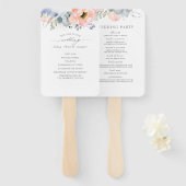 Peach Floral Dusty Blue Wedding Program Fächer (Vorne und Hinten)
