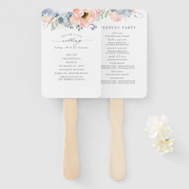 Peach Floral Dusty Blue Wedding Program Fächer