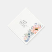 Peach Floral Dusty Blue Wedding Serviette (Ecke)