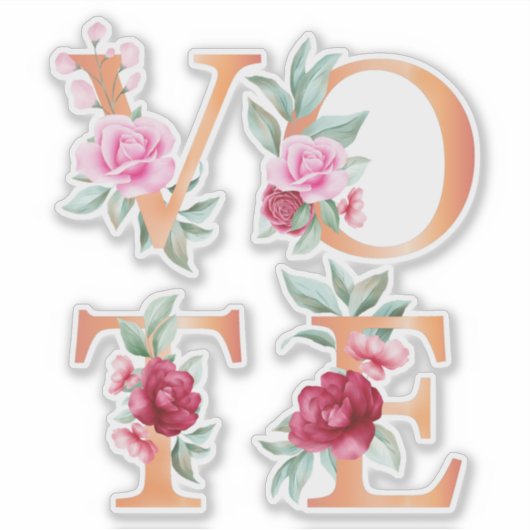 Peach Floral Elegante Feminine Wählen Sie eine and Aufkleber (Vorderseite)