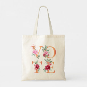 Peach Floral Elegante Feminine Wählen Sie eine and Tragetasche