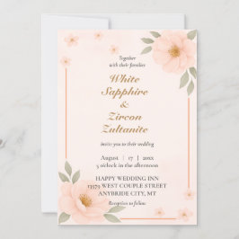 Peach floral Elegante Hochzeit Einladung